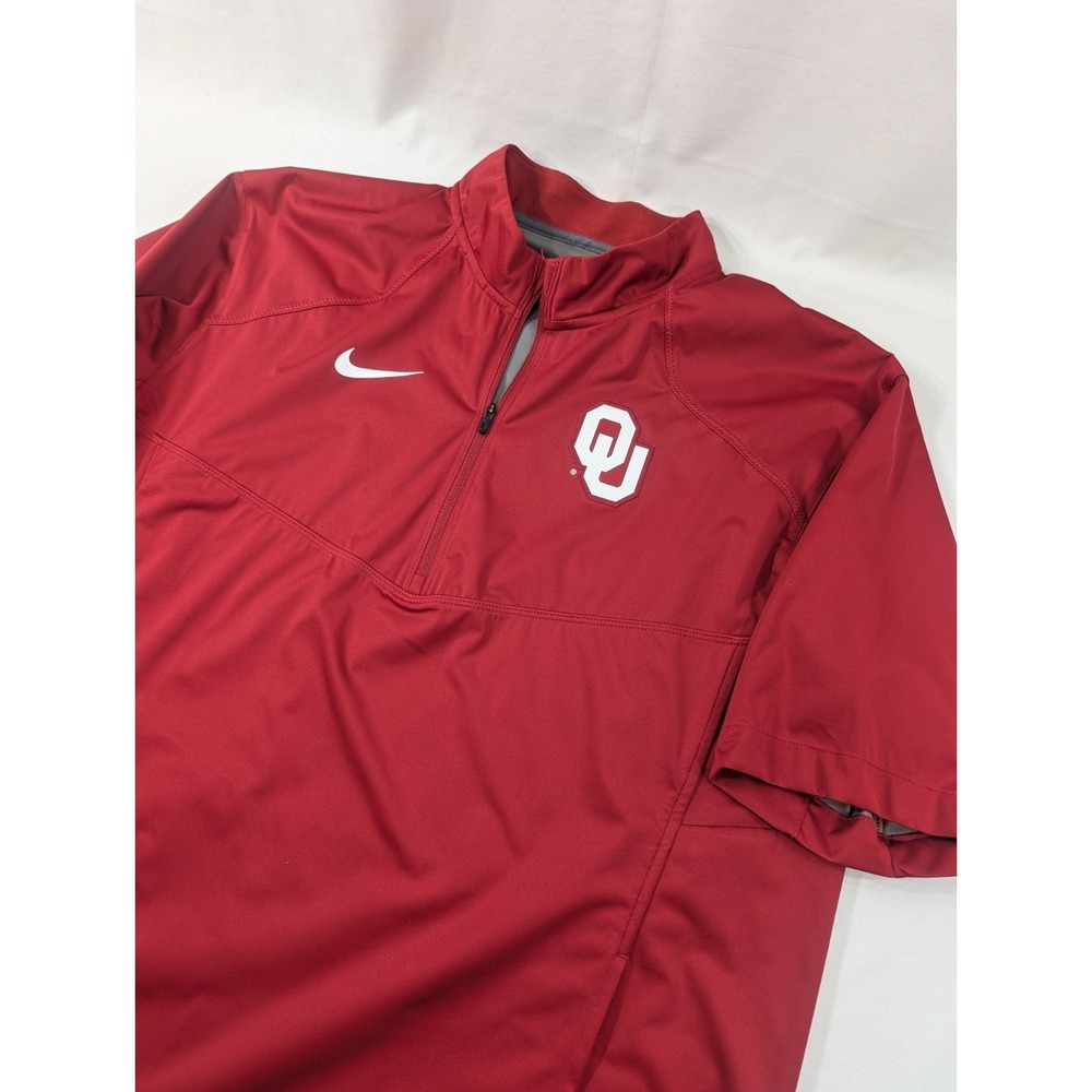 Oklahoma Sooners Nike Half Zip Pullover Medium Red NCAA Batters Jacket Warm Up